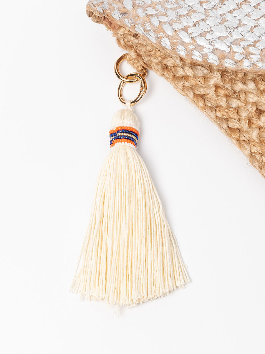 Vacation Style Tassel Woven Tassel Mixed Color Woven Linen Women's Square Bag h5Picture5