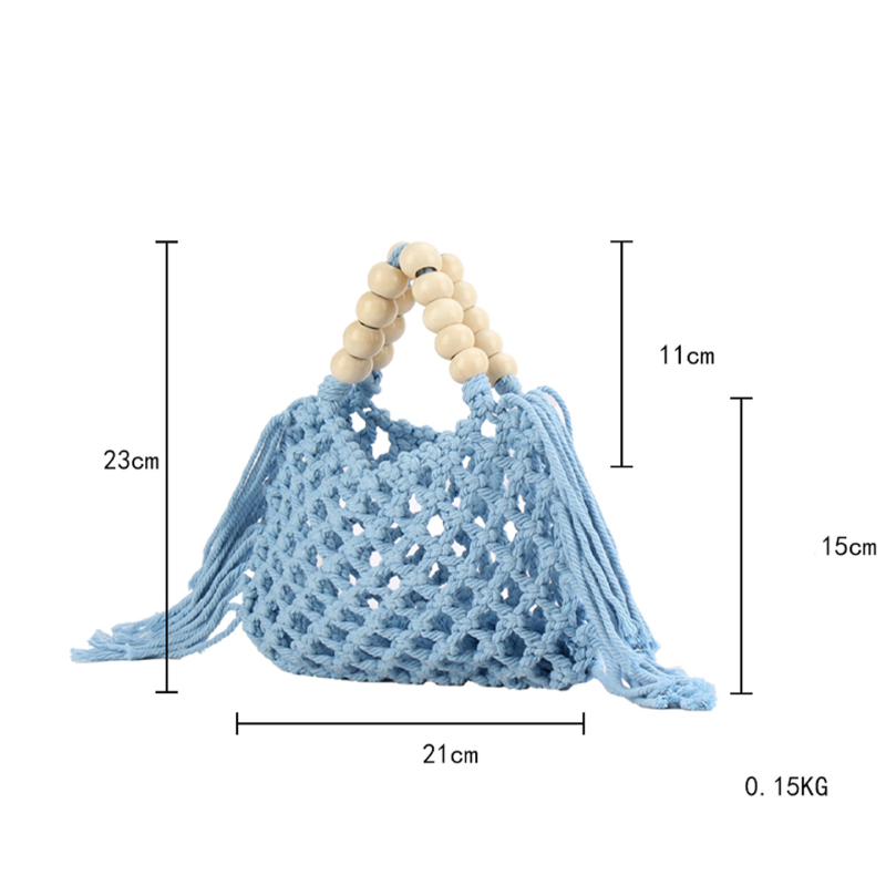 Casual Style Tassel Solid Color Tassel Woven Braided Rope Women's East-west Bag h5