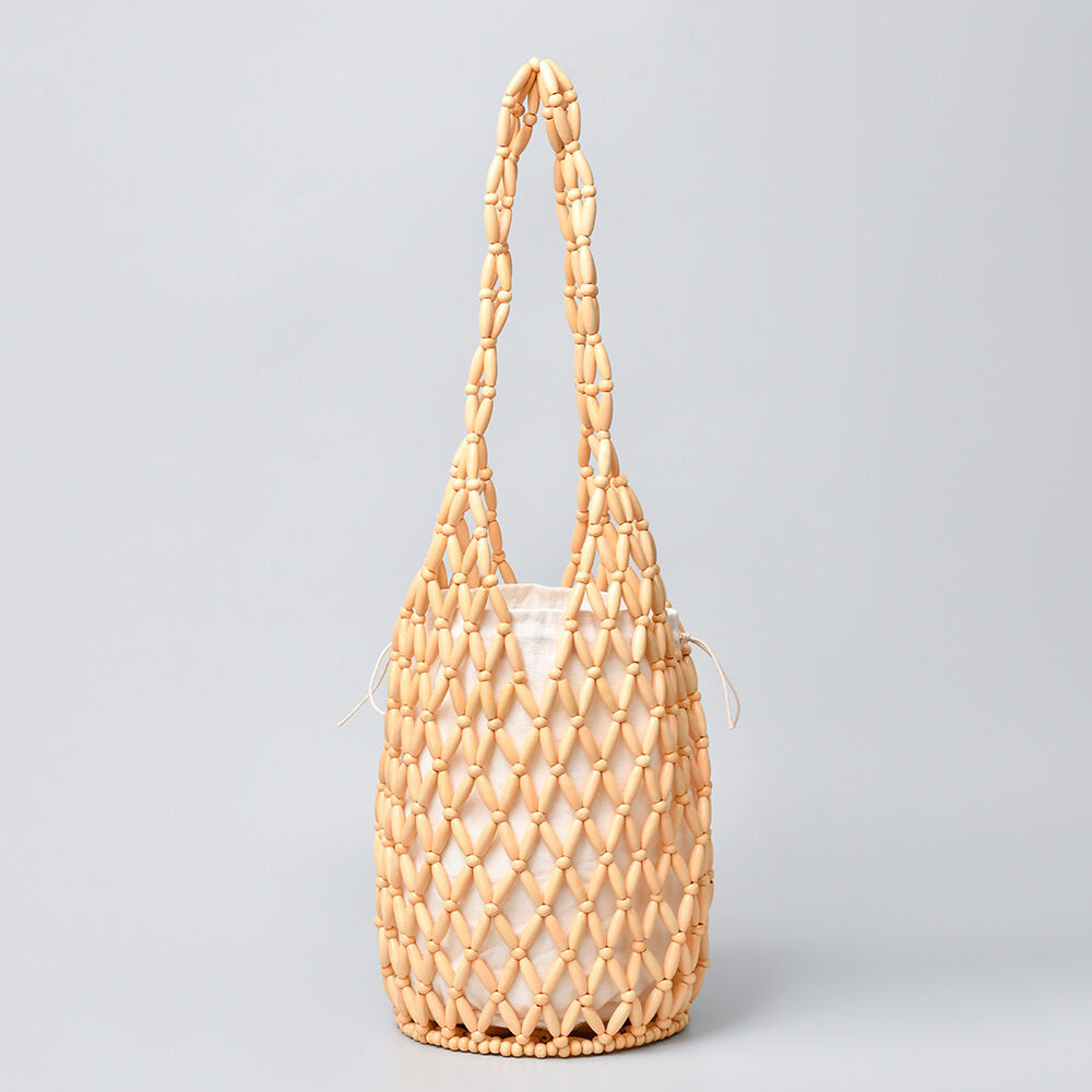 Vacation Style Woven Beads Hollowed-Out Mixed Color Wood Women's Bucket Bag 2