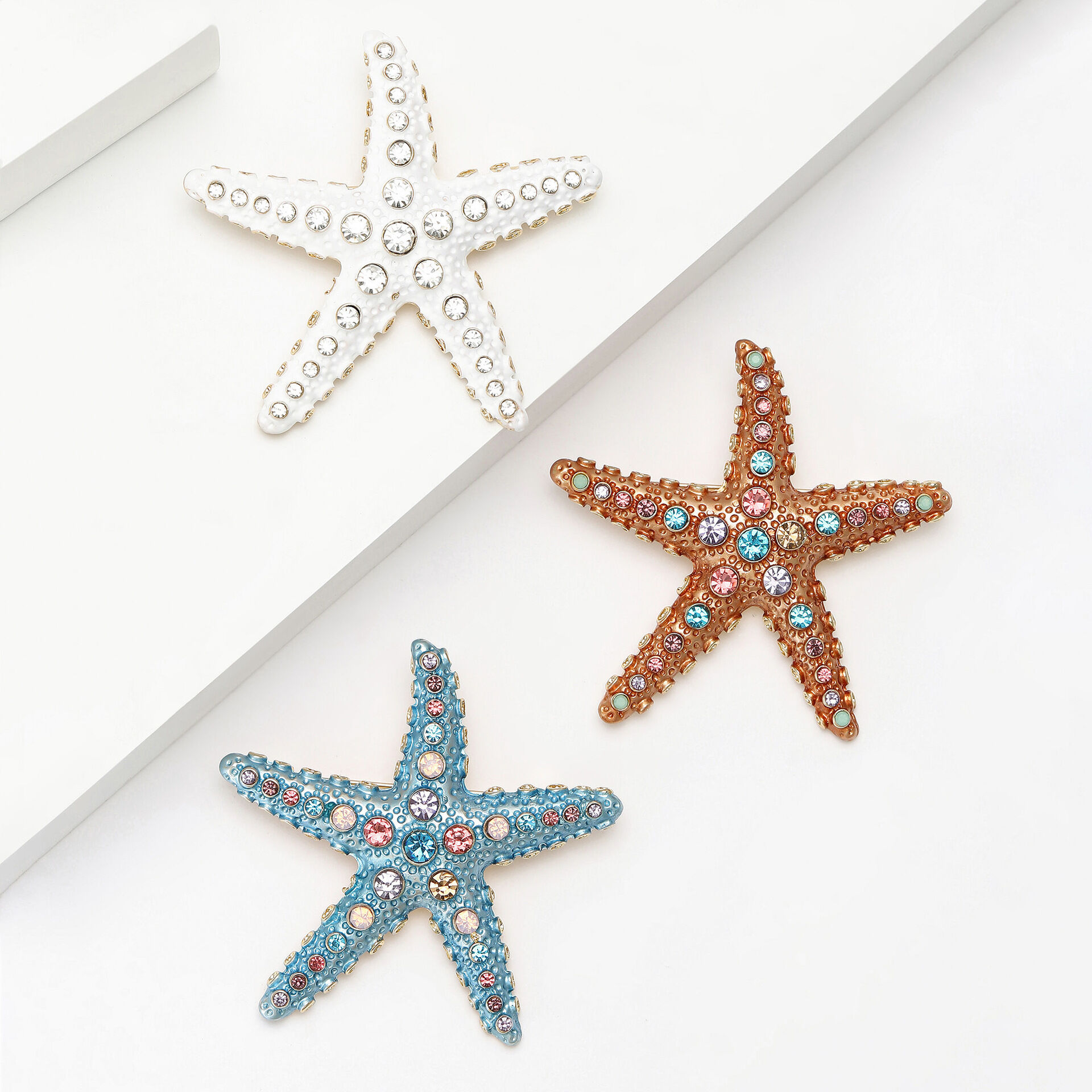Luxurious Series Retro Oceanic Style Starfish Rhinestone Brooches h5 Picture2