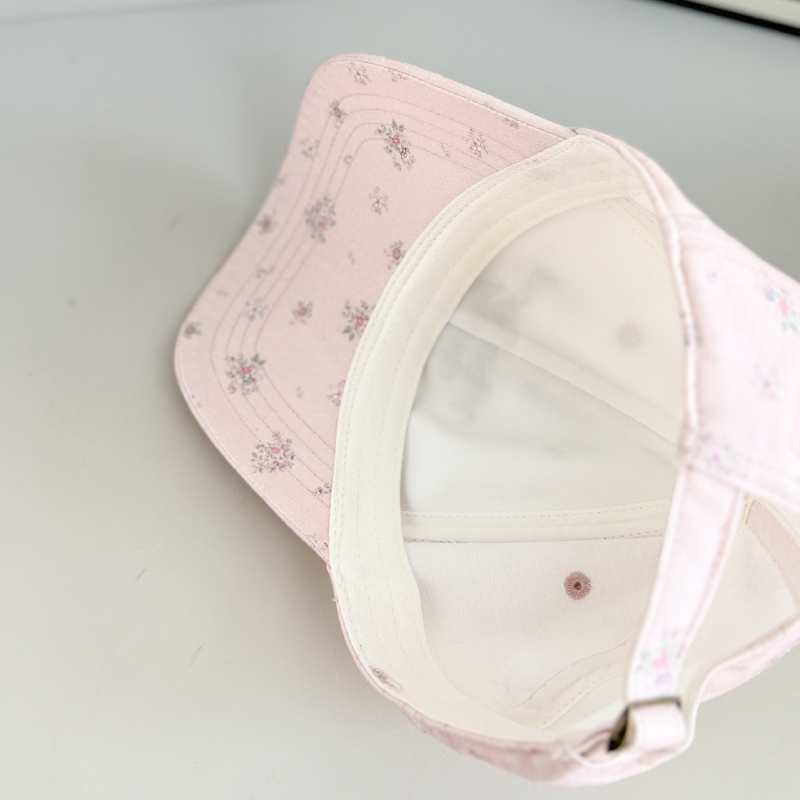 Romantic Series Sweet Flower Letter Solid Color Cotton Women's Baseball Cap Picture4
