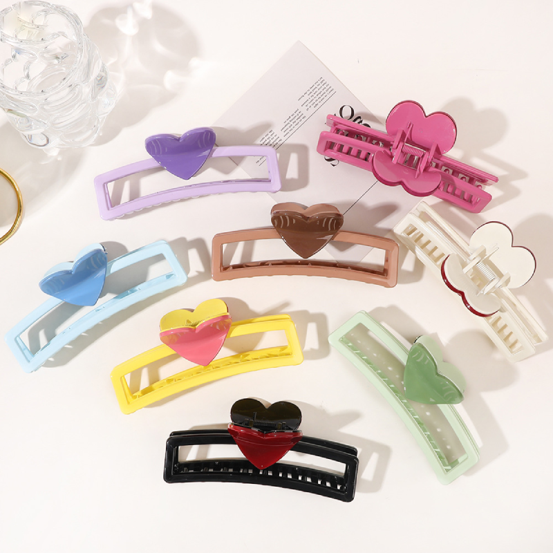 Romantic Series Simple Heart Mixed Color Plastic Hair Claws Picture2
