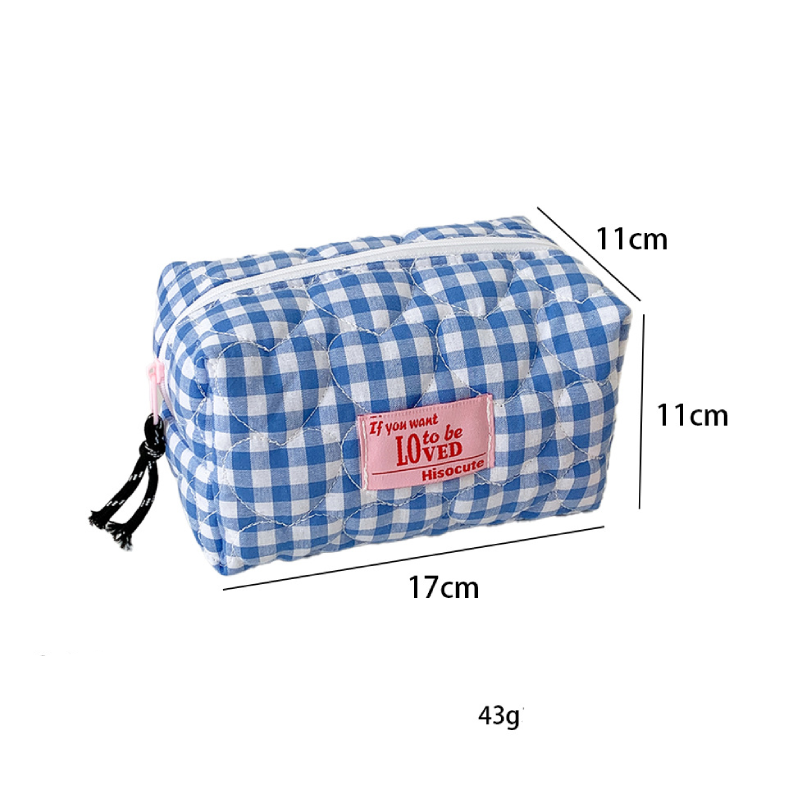 Simple Series Sweet Heart Plaid Mixed Color Polyester Makeup Bags h5 Picture2