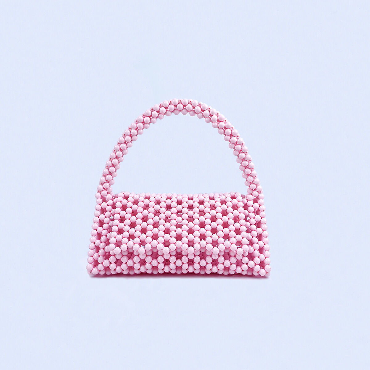 Y2k Style Pearl Embellishment Woven Solid Color Beads Hollowed-Out Acrylic Women's Trapezoid Bag h5 Picture2