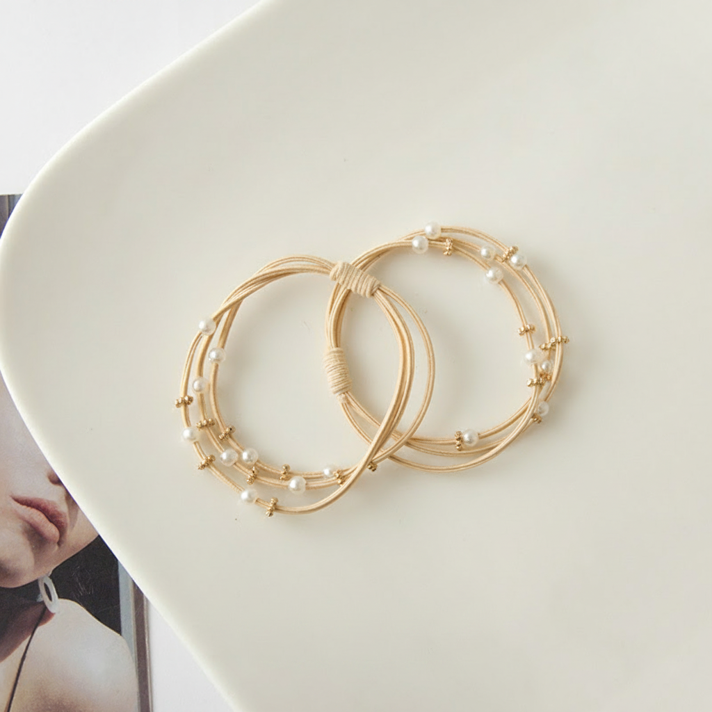 Simple Series Daily Solid Color Beads Rope Hair Ties h5Picture2