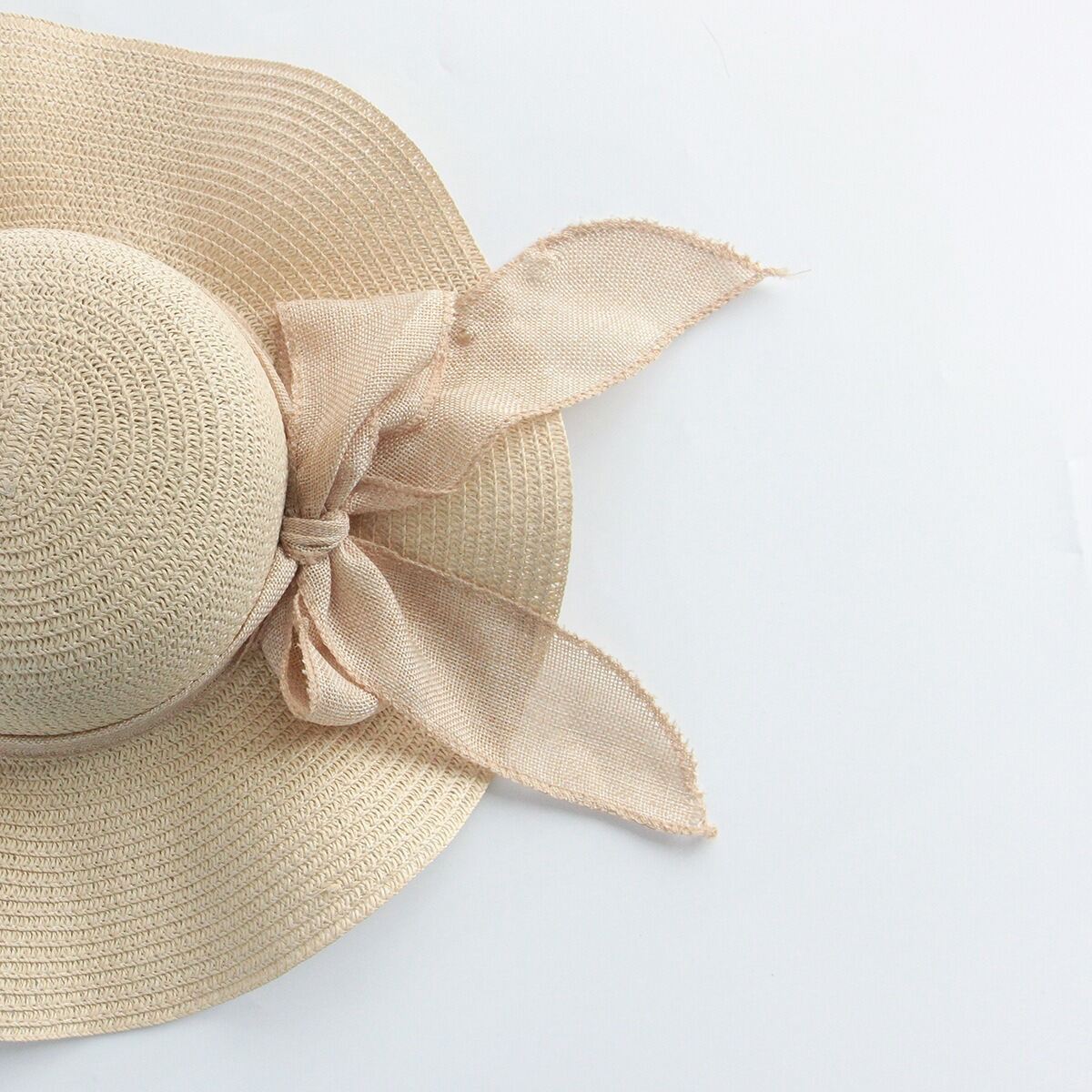 Romantic Series Sweet Bow Knot Solid Color Raffia Women's Straw Hats h5 Picture3