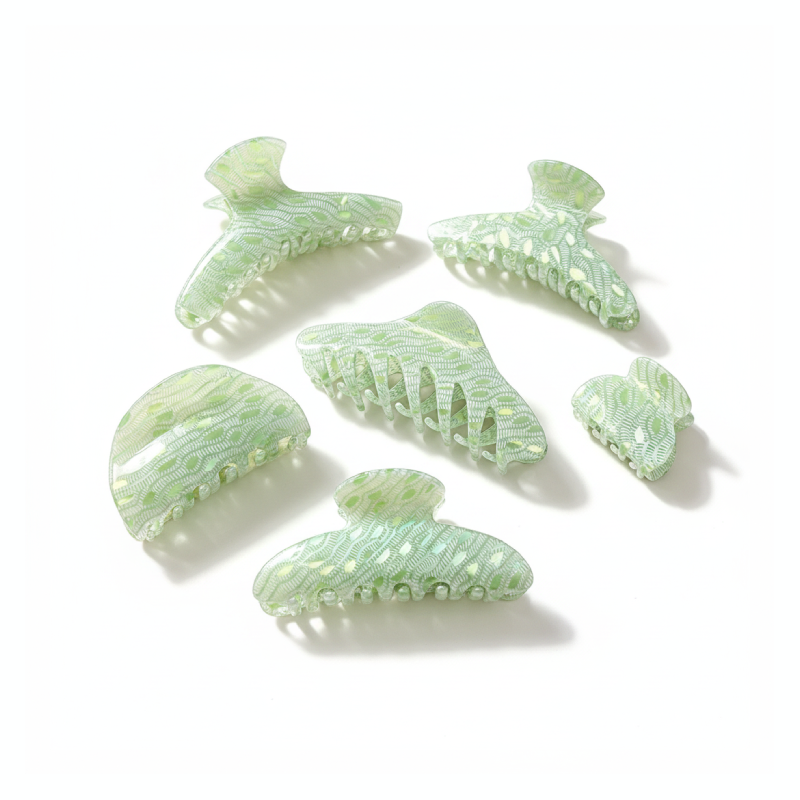 Garras para el cabello de acetato con estampado animal de color liso, serie Simple Daily