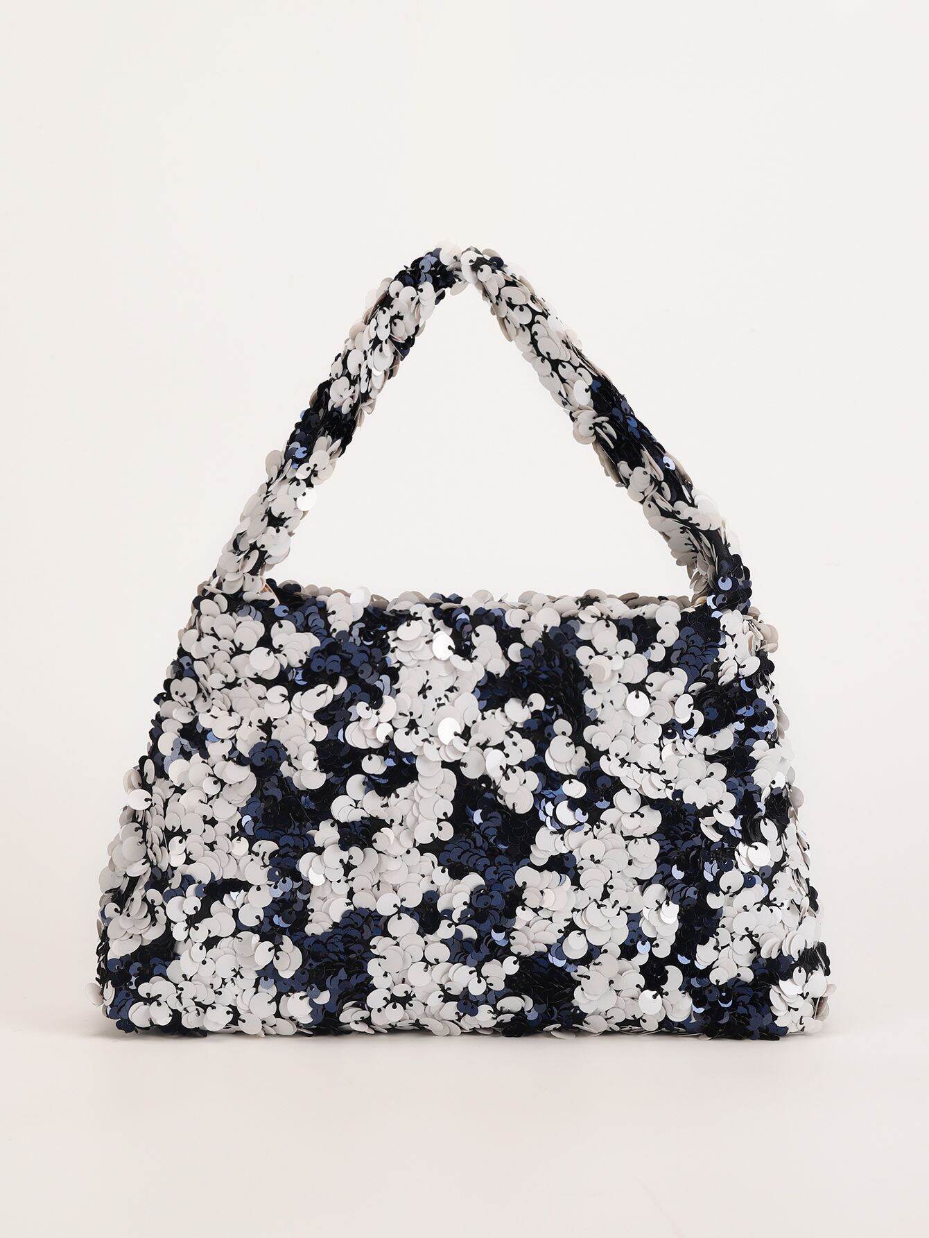 Sacoche de bras pour femme en polyester patchwork à sequins, style parisien chic h5 