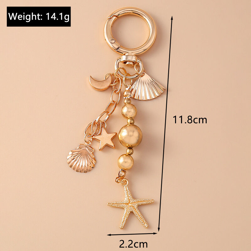 Simple Series Daily Heart Oceanic Style Beads Moon Shell Starfish Alloy Keychain h5 