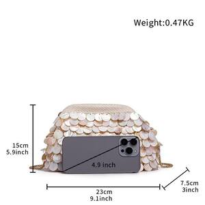 Evening Style Woven Solid Color Oceanic Style Woven Shell Sea Shells Women's Pillow Bag h5