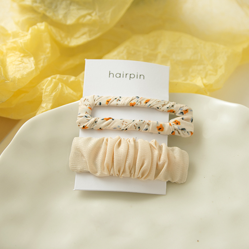Simple Series Sweet Flower Solid Color Fabric Hair Clips