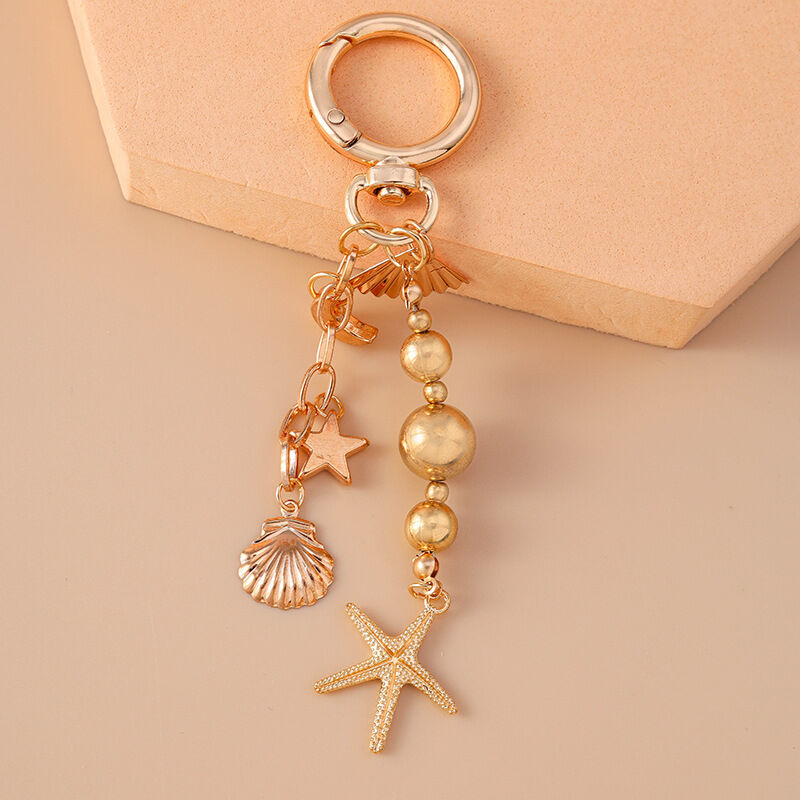 Simple Series Daily Heart Oceanic Style Beads Moon Shell Starfish Alloy Keychain Picture2