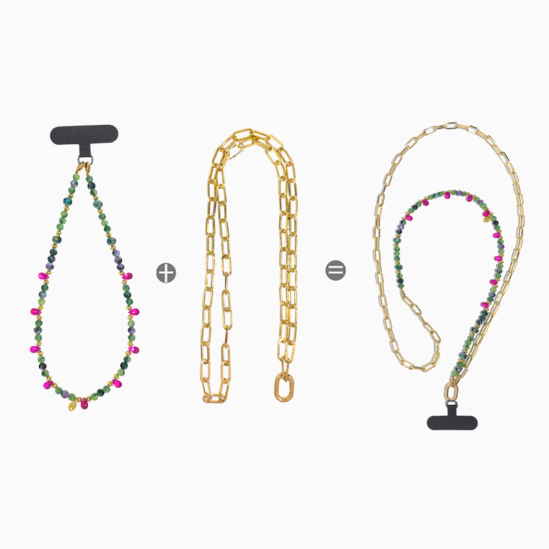 Simple Series Daily Key Beads Mixed Color Glass Phone Chain Picture5