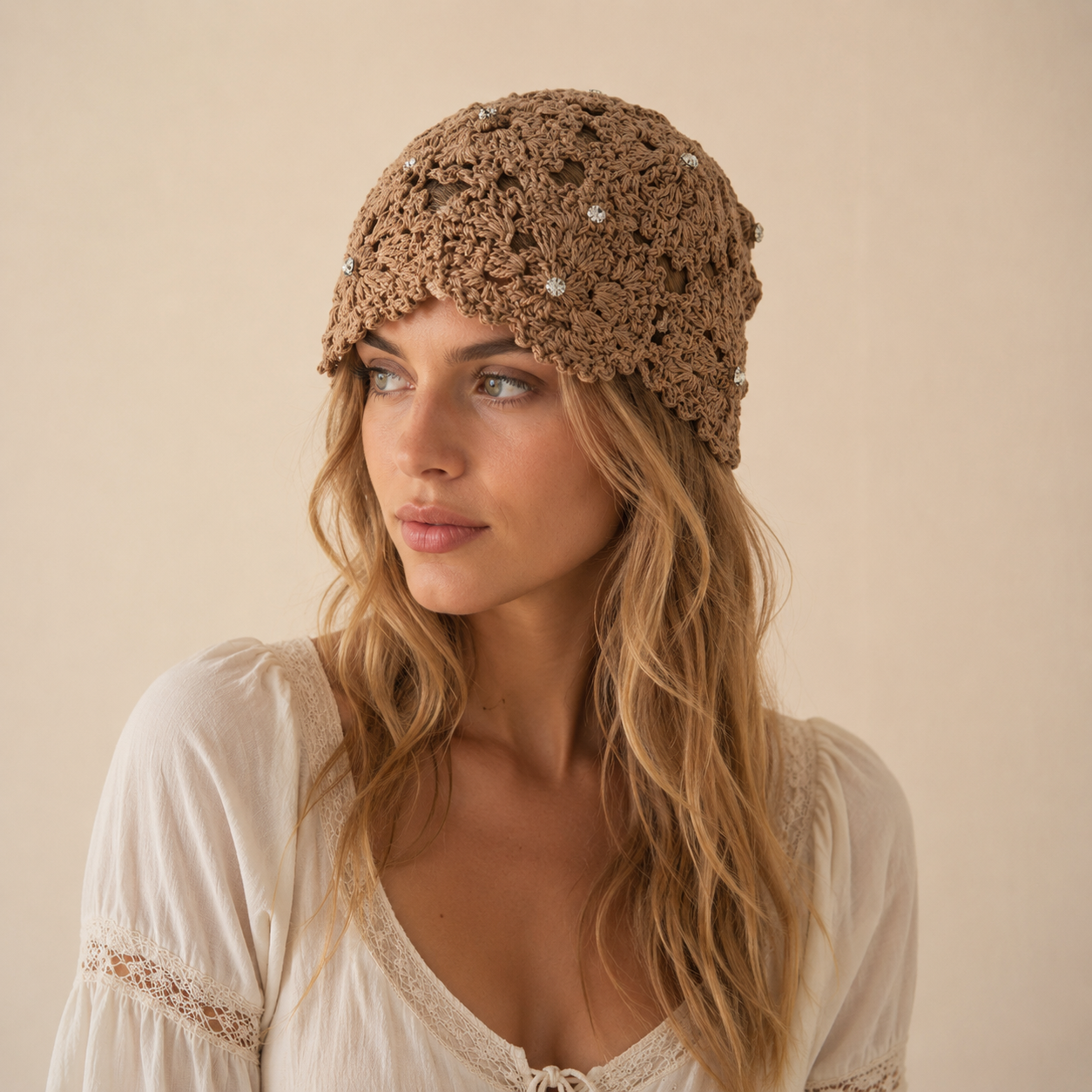 Cappello Simple Series Daily in cotone intrecciato a mano, tinta unita, traforato.