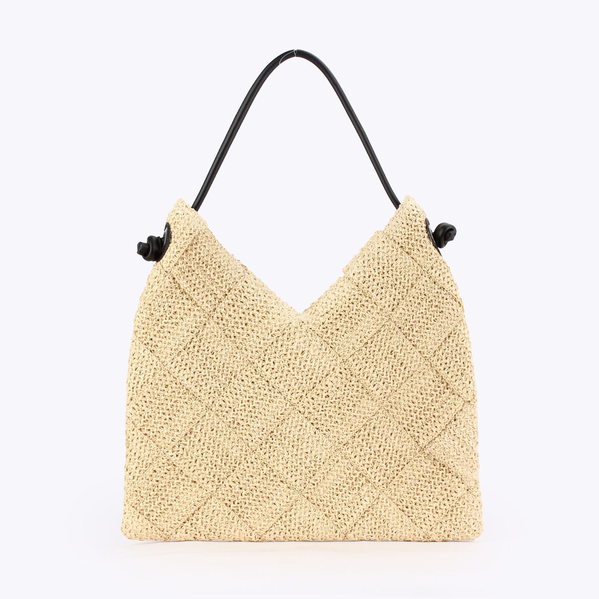 Borsa quadrata da donna in carta intrecciata a tinta unita, stile vacanza. 2