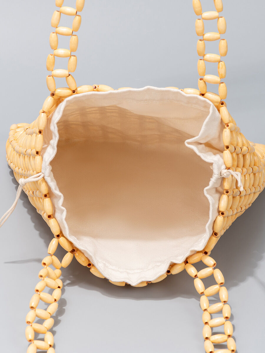 Vacation Style Woven Beads Hollowed-Out Wood Women's Square Bag Picture5