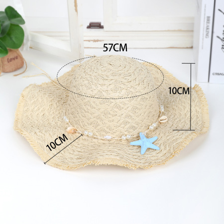 Serie Romantica Vacanza Stile Oceanico Conchiglie Intrecciate Stelle Marine Rafia Cappelli di Paglia da Donna
