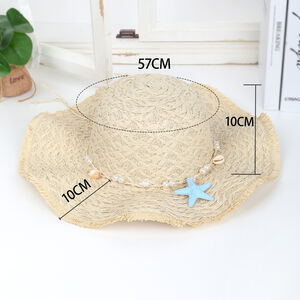 Romantic Series Vacation Oceanic Style Woven Shell Starfish Raffia Women's Straw Hats h5