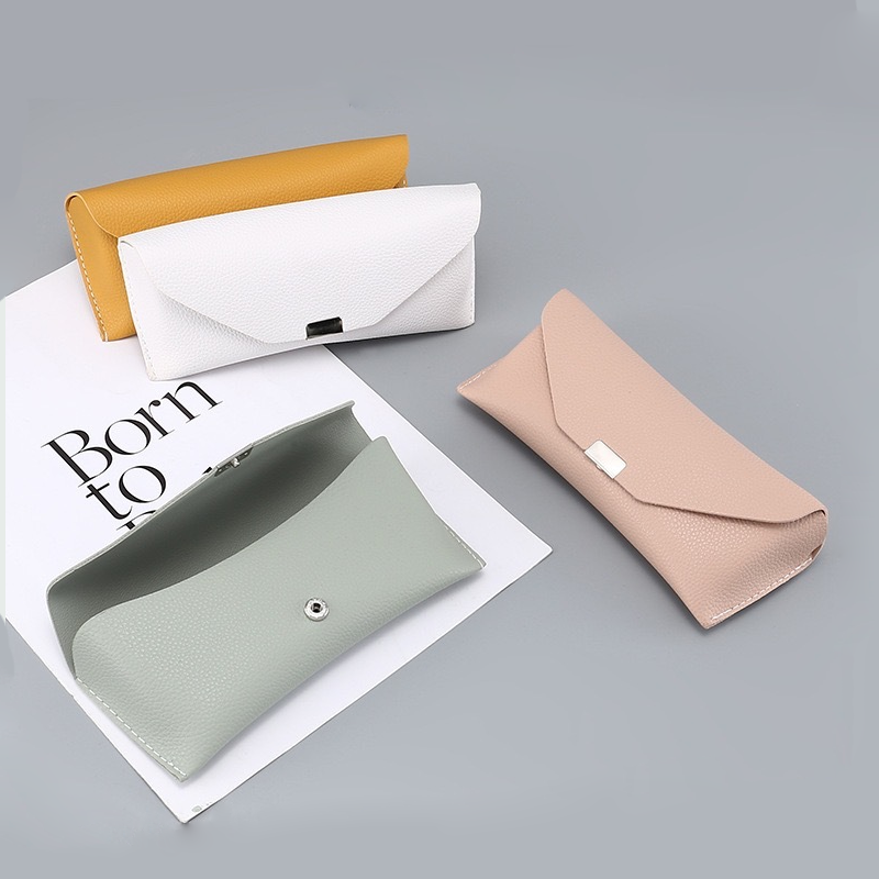 Simple Series Daily Solid Color Pu Sunglasses Storage Bag