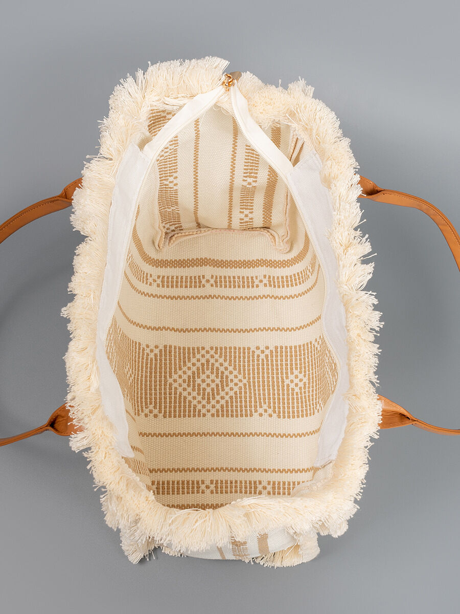 Casual Style Tassel Tassel Geometric Shape Canvas Women's Tote Bag Picture4