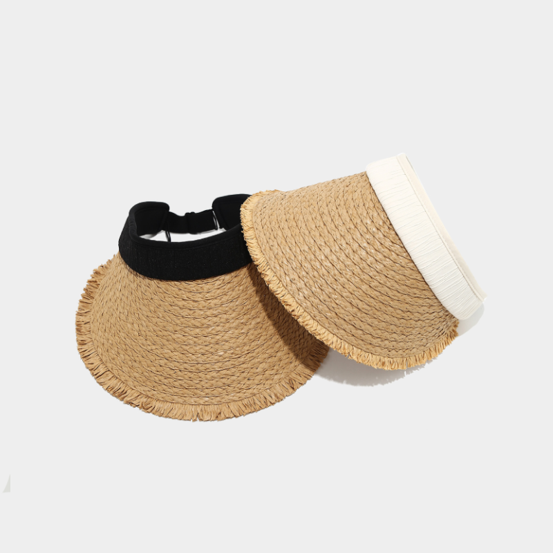 Simple Series Daily Solid Color Woven Raffia Straw Hats h5 Picture2