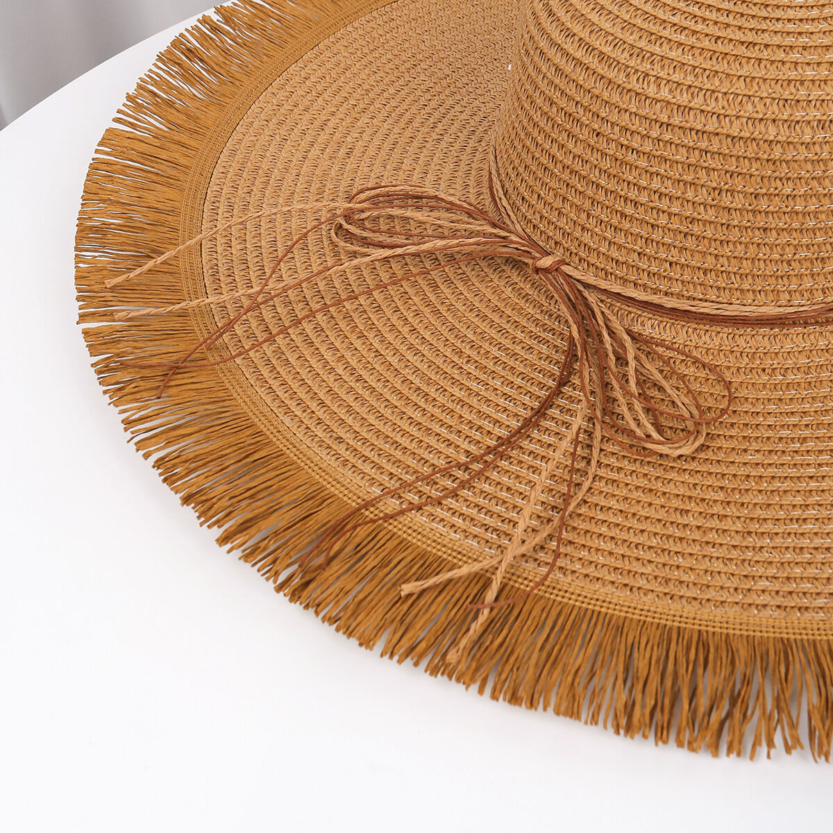 Simple Series Vacation Solid Color Oceanic Style Woven Shell Raffia Women's Straw Hats h5 Picture4