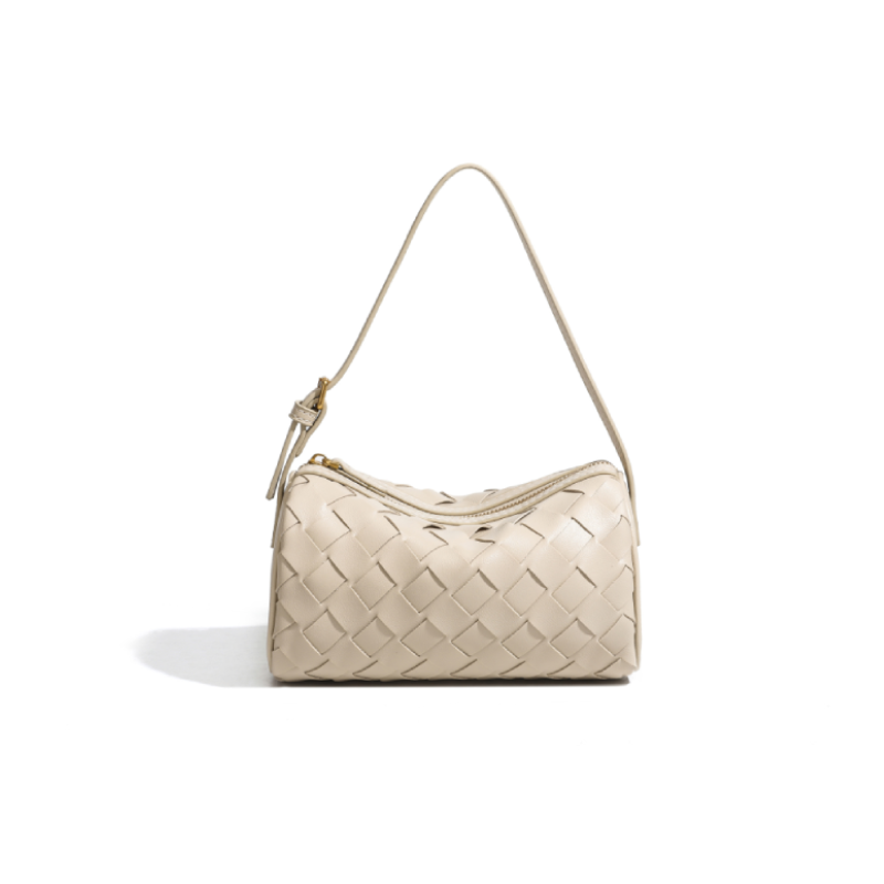 Minimalist Style Woven Mixed Color Woven Pu Women's Round Bag h5Picture2