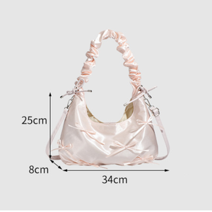 Casual Style Bow Detail Shirred Bow Knot Solid Color Women's Underarm Bag h5 Picture2