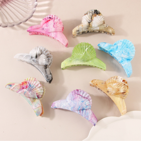 Romantic Series Daily Oceanic Style Shell Gradient Color Abs Hair Claws