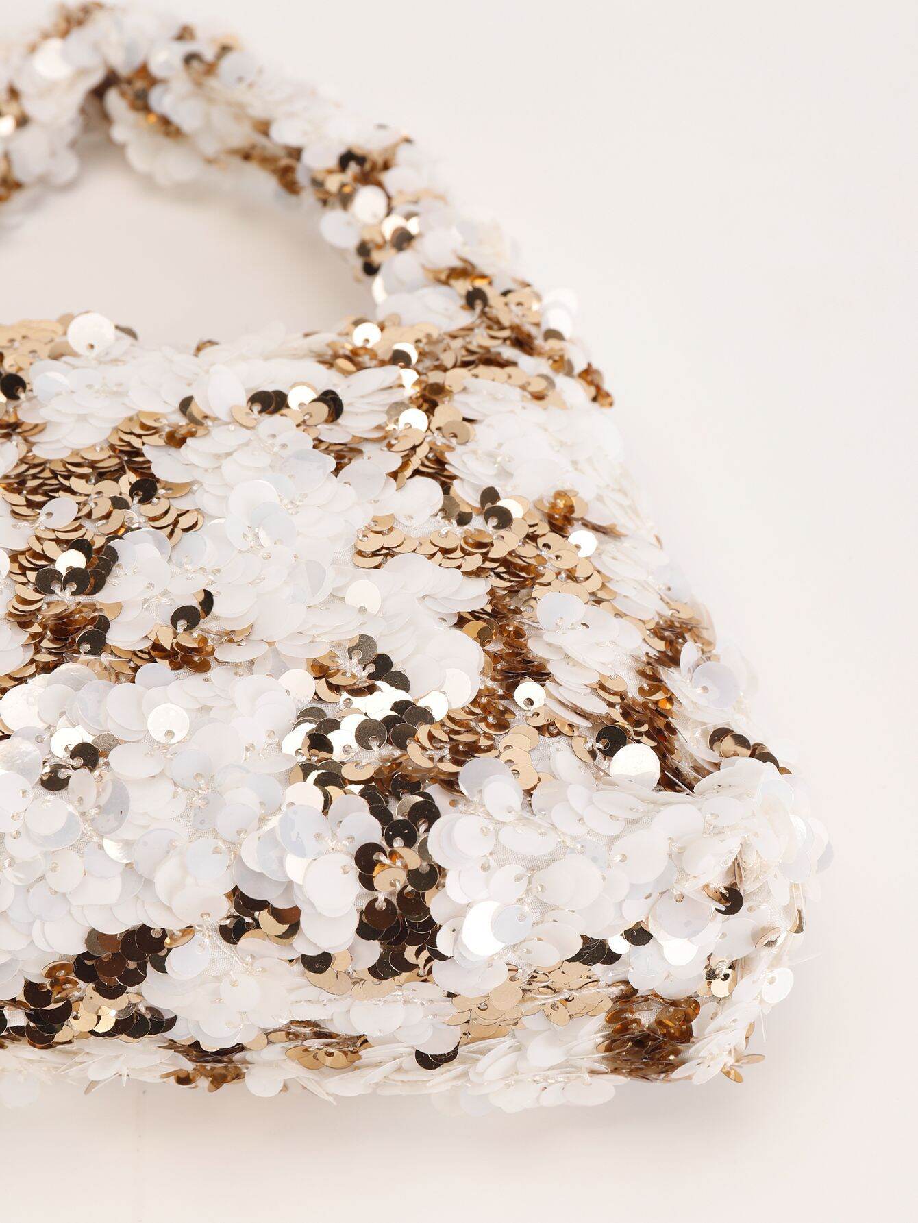 Sacoche de bras pour femme en polyester patchwork à sequins, style parisien chic h5 Image3