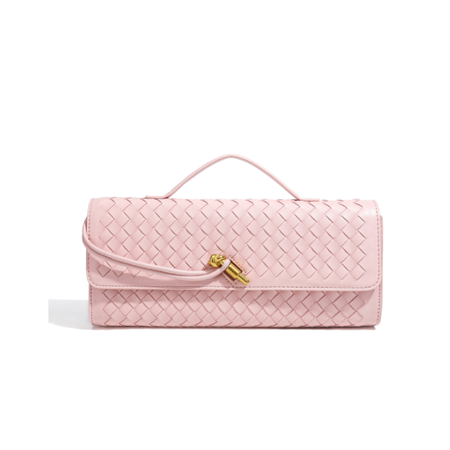 Old Money Style Woven Solid Color Patchwork Plaid Woven Pu Women's East-west Bag 2