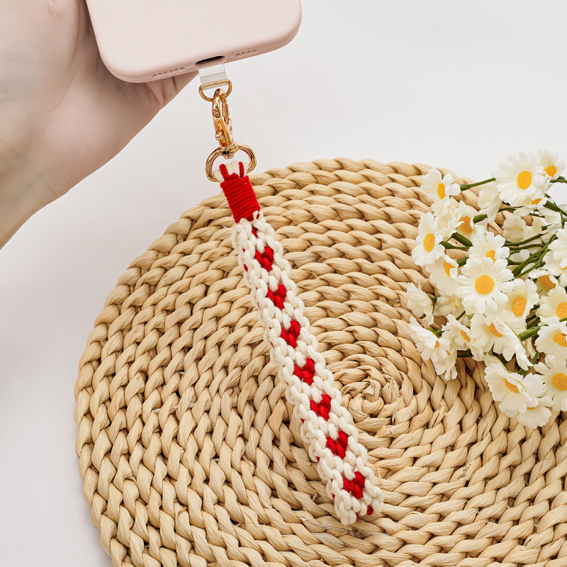 Romantic Series Simple Heart Woven Cotton Phone Chain Picture2