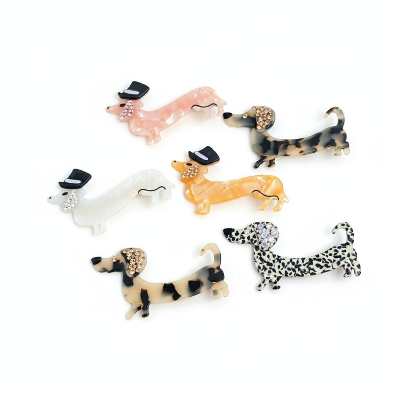 Luxurious Series Cute Animal Cartoon Mixed Color Acetate Rhinestone Hair Clips