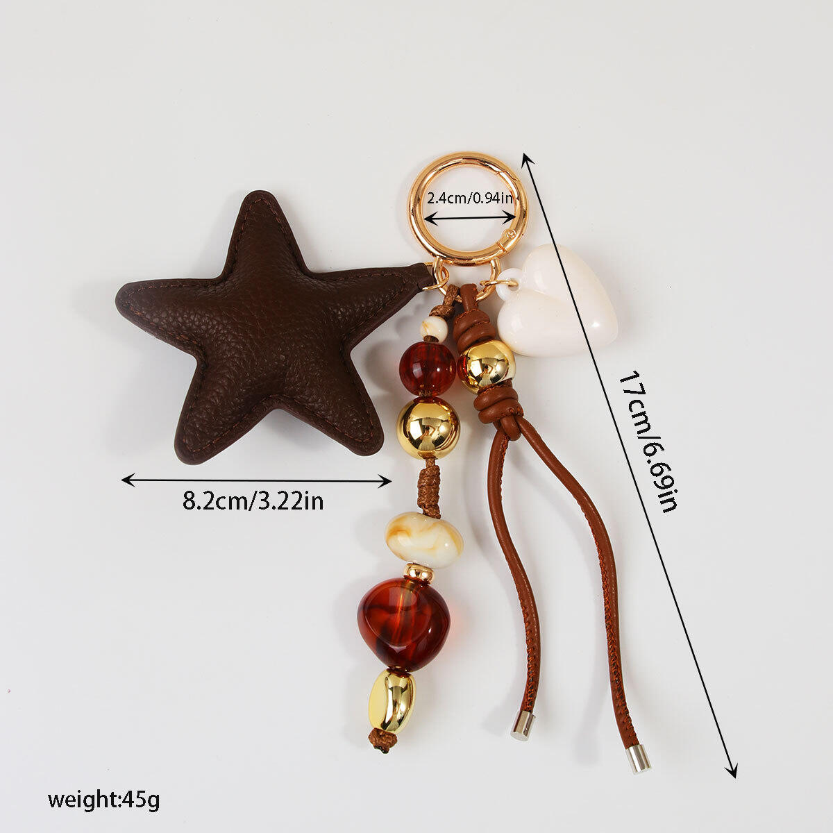 Simple Series Casual Heart Twist Beads Star Pu Bag Charms h5