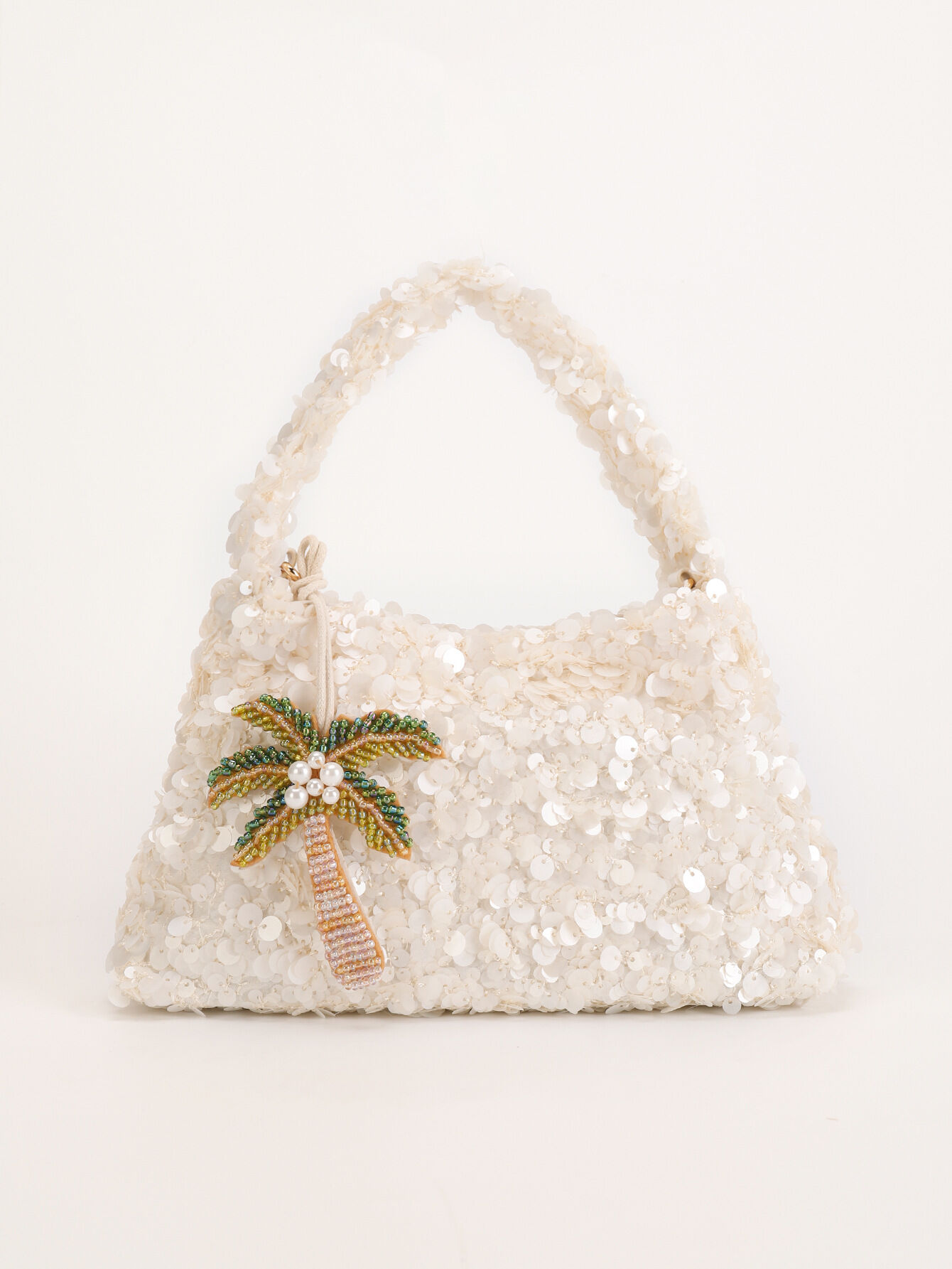 Borsa da ascella da donna in PVC tinta unita con paillettes, stile serale.