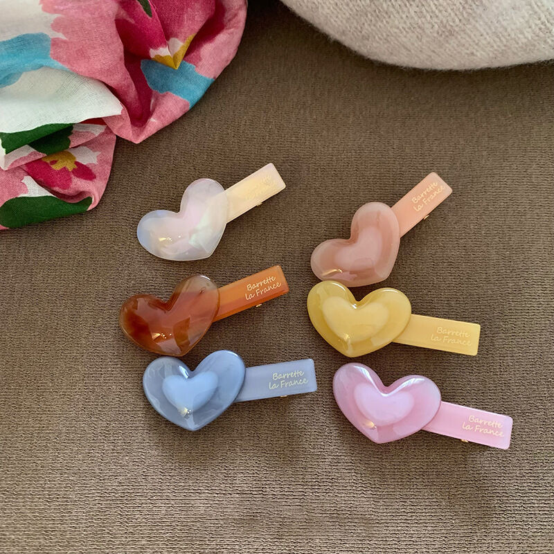 Romantic Series Sweet Heart Solid Color Acetate Hair Clips 2