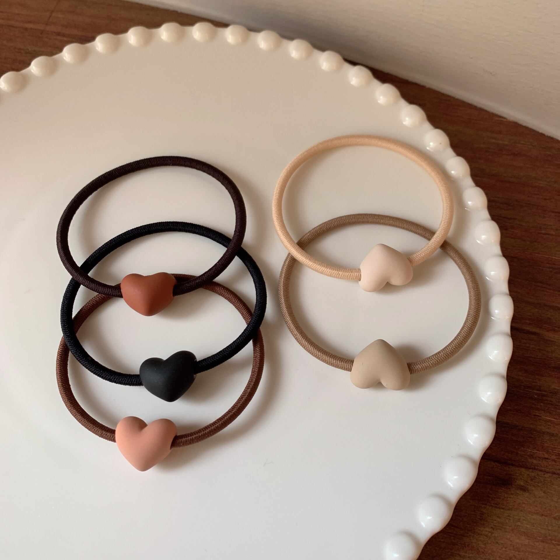 Romantic Series Simple Heart Mixed Color Braided Rope Hair Ties Picture2
