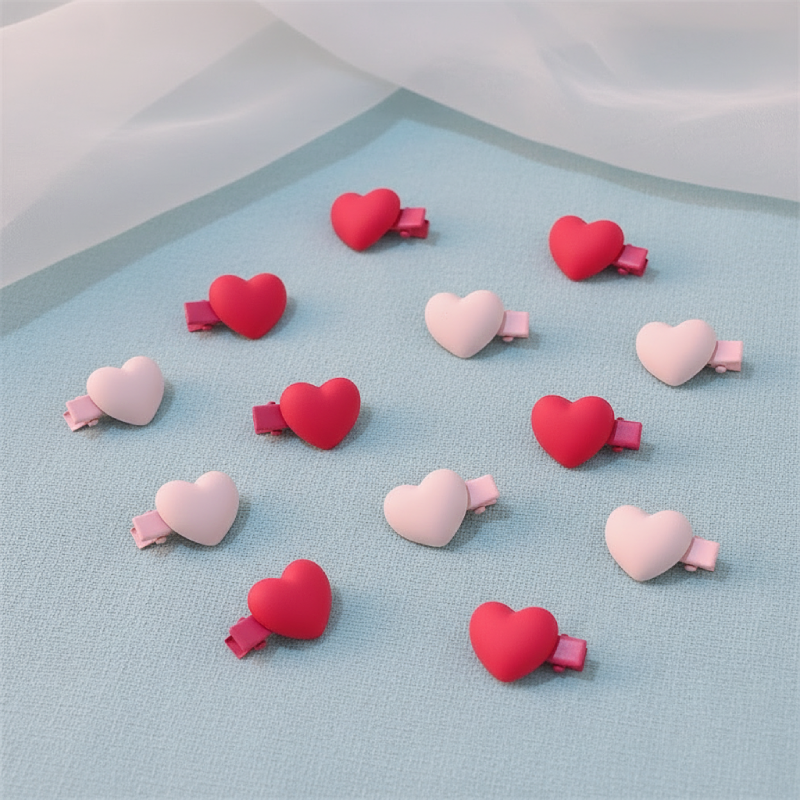 Romantic Series Sweet Heart Solid Color Plastic Hair Clips h5 Picture2