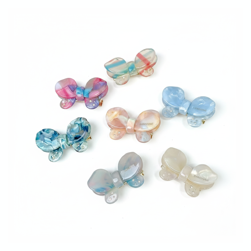 Simple Series Sweet Bow Knot Haarclips van acetaat met strasssteentjes in verschillende kleuren