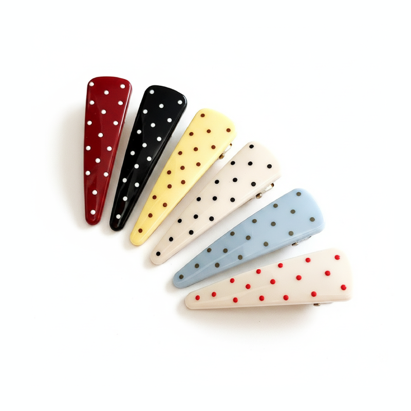 Pinzas para el cabello acrílicas de la serie Simple Retro con lunares lisos