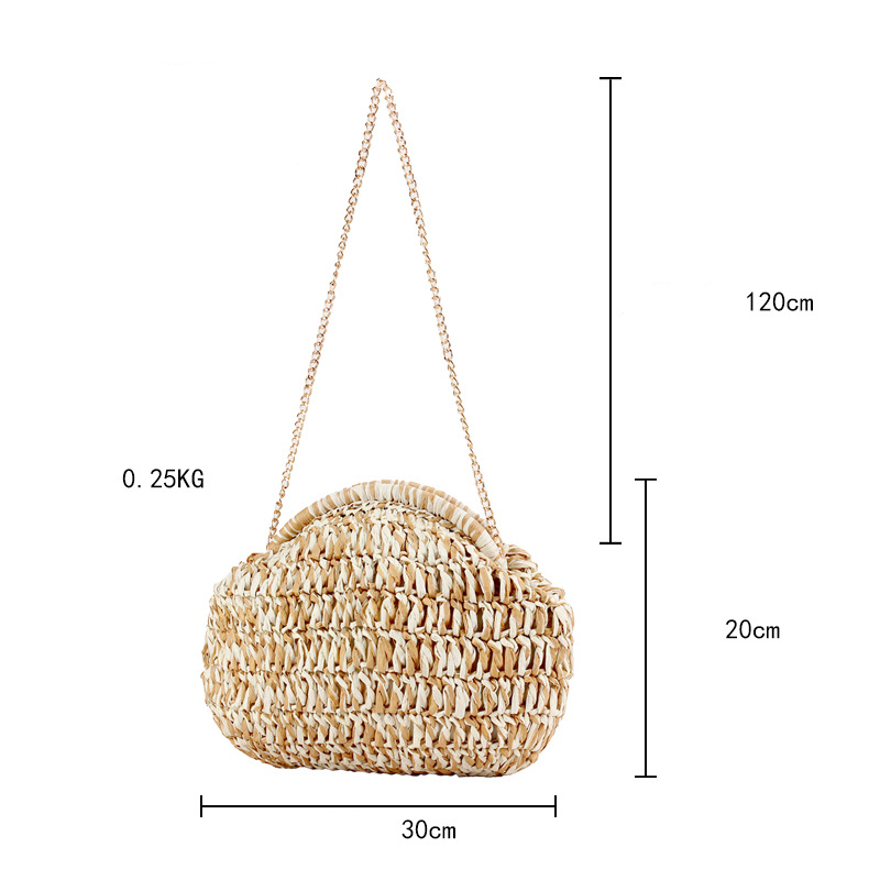 Vacation Style Woven Mixed Color Woven Raffia Women's Round Bag h5 