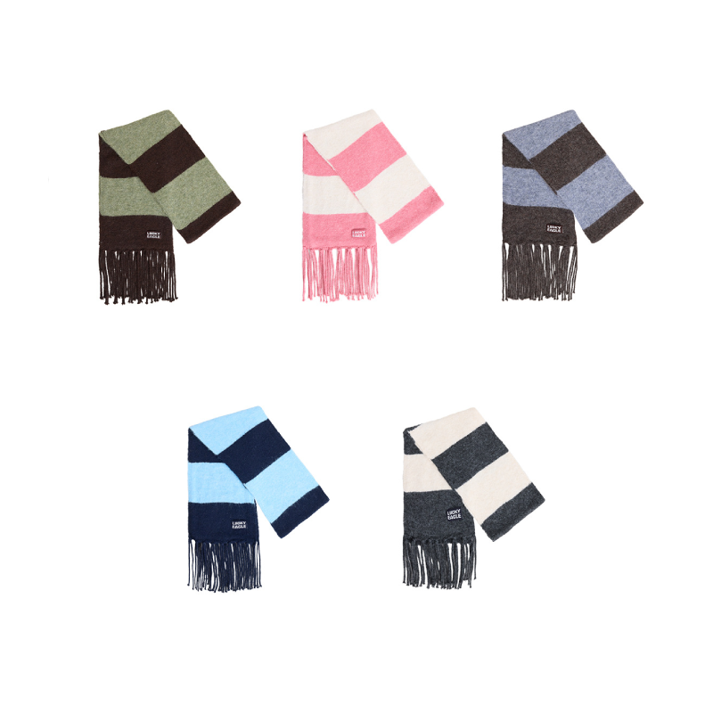 Simple Series Daily Stripe Mixed Color Wool Winter Scarves h5 Picture2
