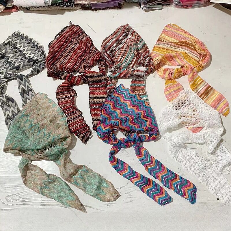 Simple Series Bohemian Stripe Hollowed-Out Mixed Color Polyester Women's Hair Bands h5 Picture3