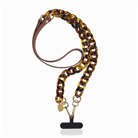 Simple Series Retro Solid Color Leopard Print Chain Plastic Phone Chain