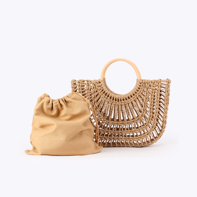 Vacation Style Woven Solid Color Hollowed-Out Woven Raffia Women's Square Bag