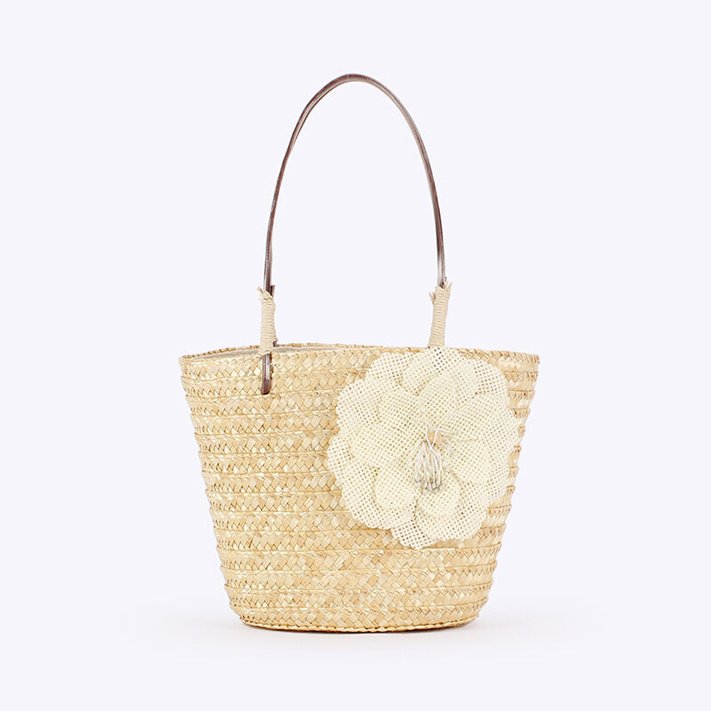 Vacation Style Woven Flower Solid Color Raffia Women's Tote Bag