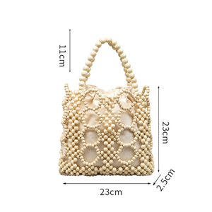 Vacation Style Woven Beads Hollowed-Out Mixed Color Wood Women's Square Bag h5
