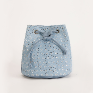 Sac rond pour femme en tissu à carreaux et sequins, style décontracté h5