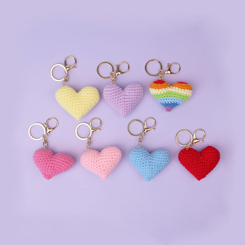 Romantic Series Sweet Heart Woven Cotton Keychain