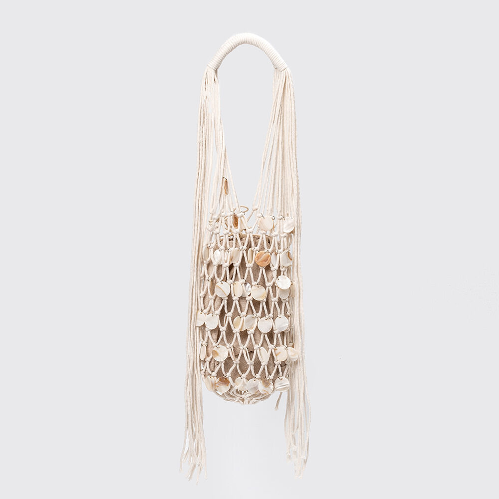 Vacation Style Tassel Woven Tassel Hollowed-Out Woven Sea Shells Women's Round Bag